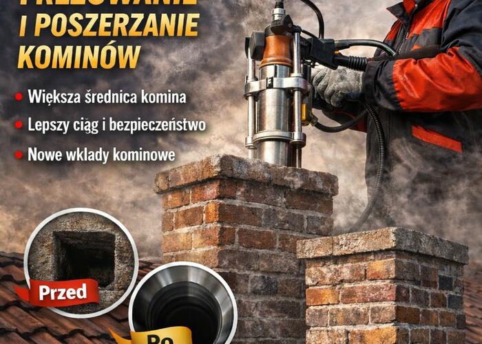 Grajewo ogłoszenia: Frezowanie kominów na terenie Grajewa i okolic. 
Nowy sprzęt,...